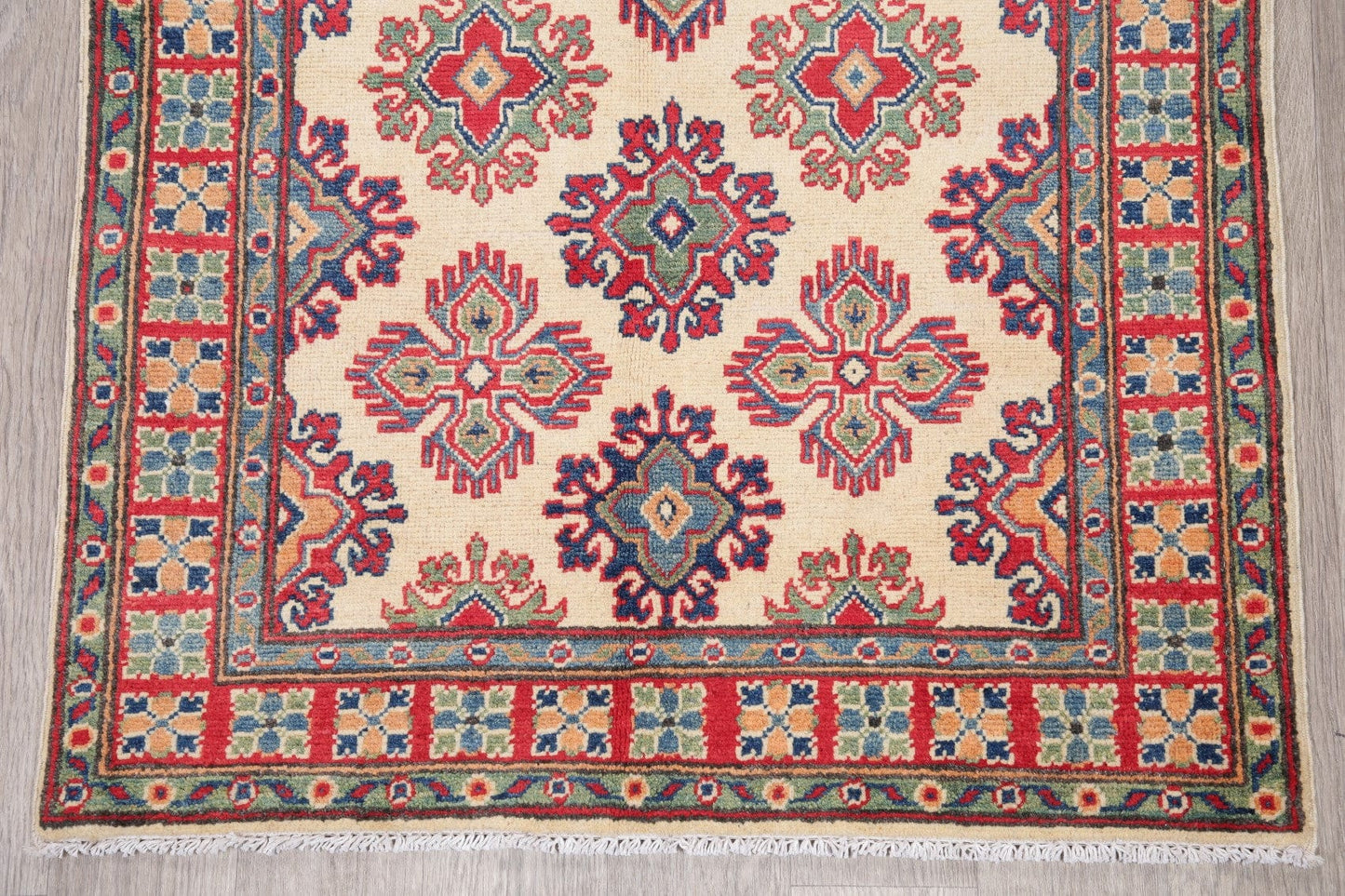 Geometric Super Kazak-Chechen Oriental Wool Rug 3x5