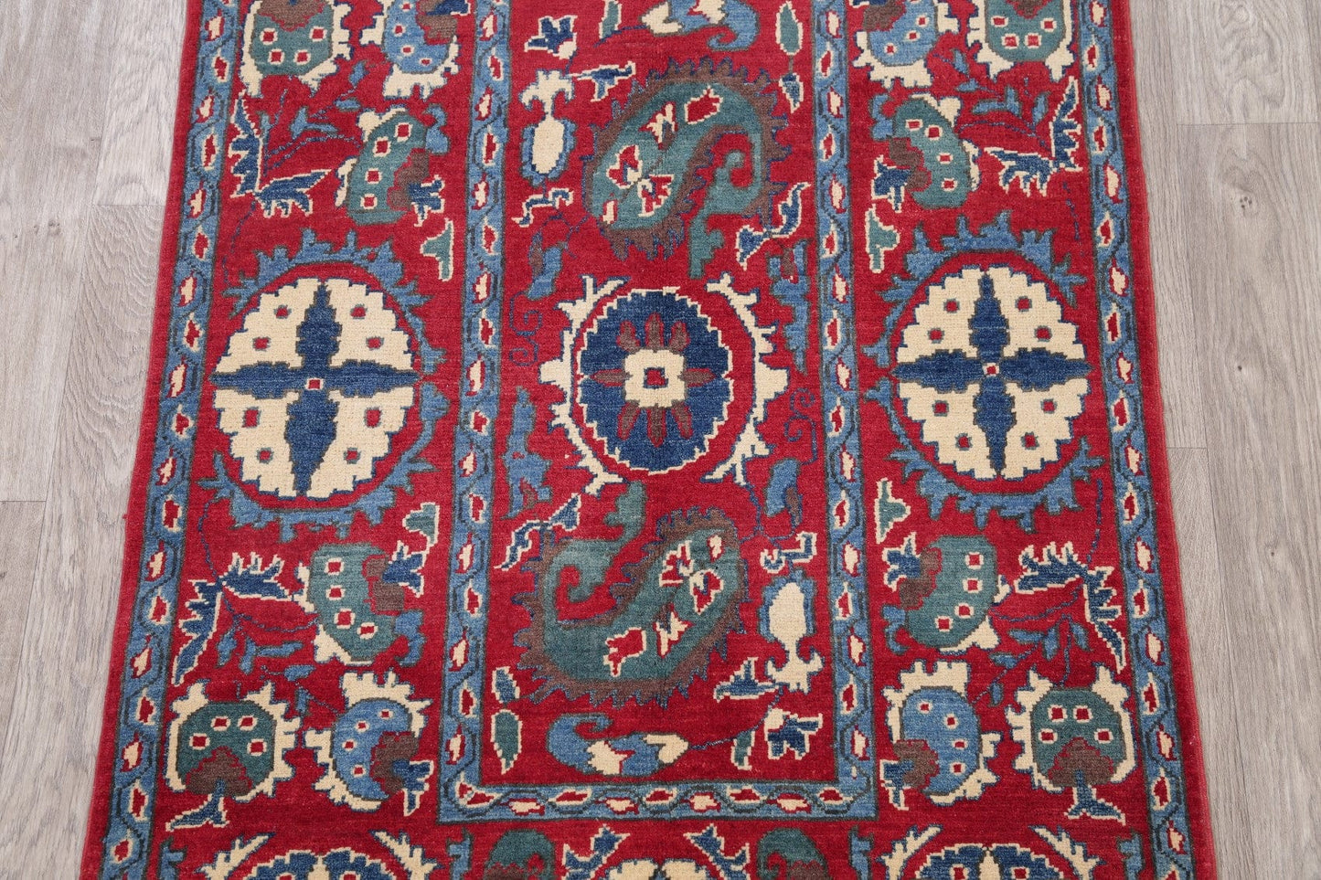 Red Super Kazak-Chechen Oriental Wool Rug 3x5