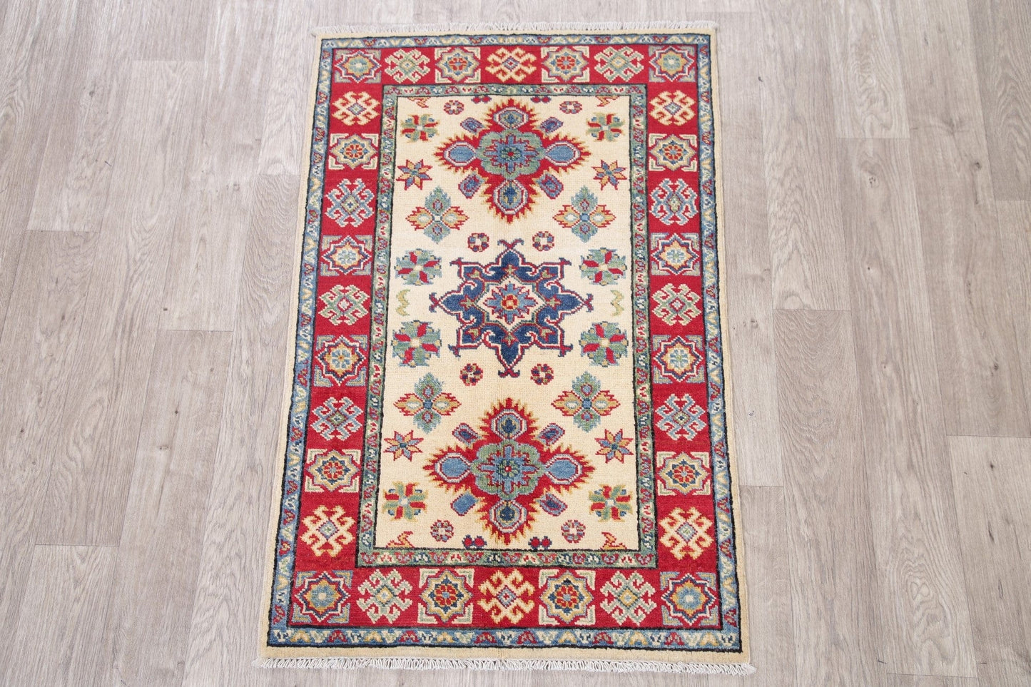 Geometric Super Kazak Pakistan Wool Rug 3x4