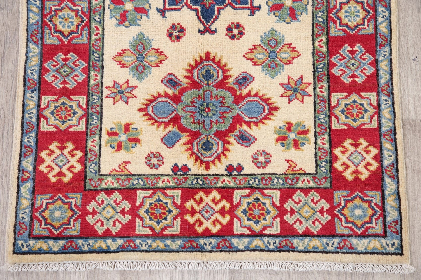 Geometric Super Kazak Pakistan Wool Rug 3x4