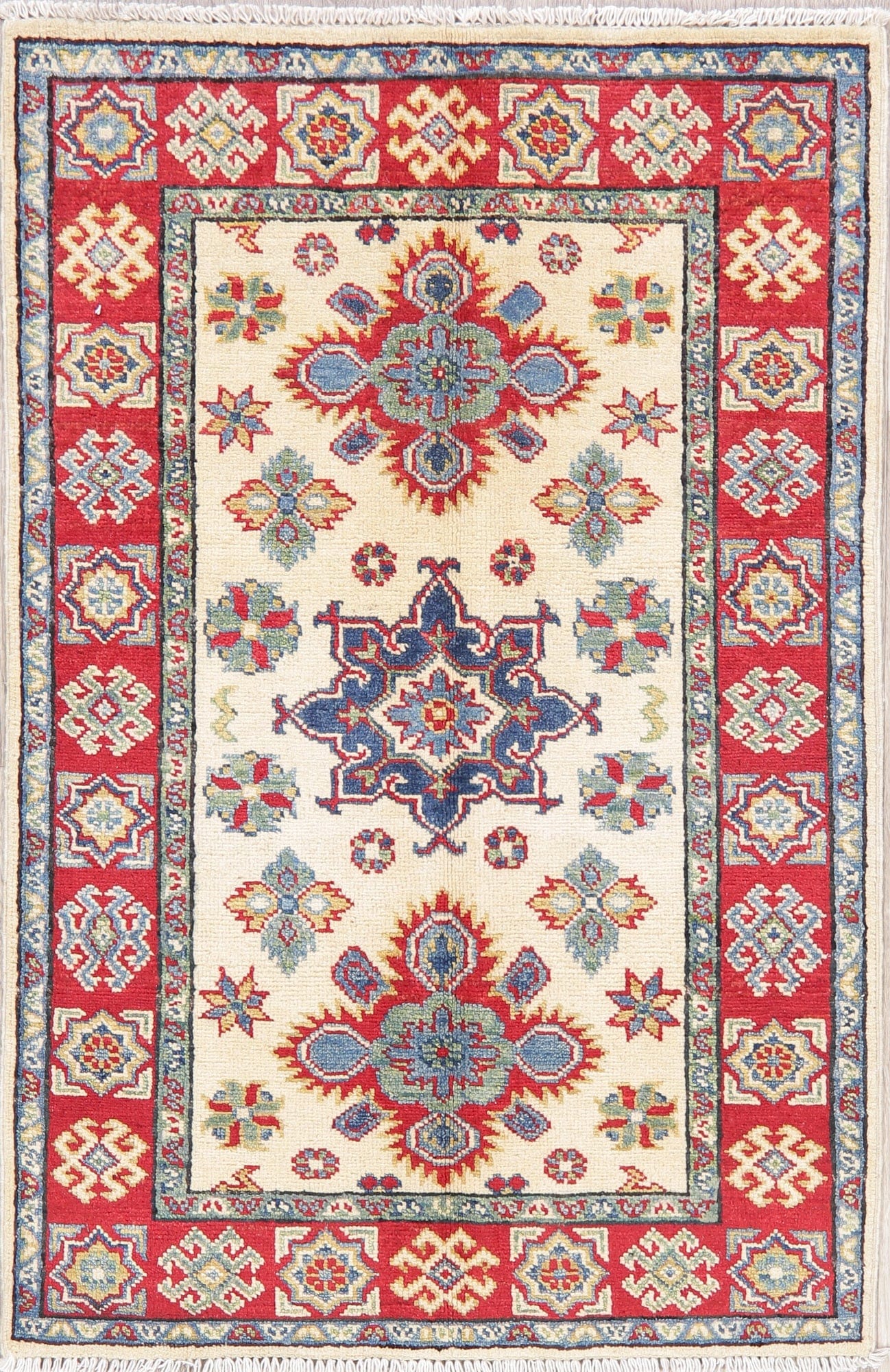 Geometric Super Kazak Pakistan Wool Rug 3x4