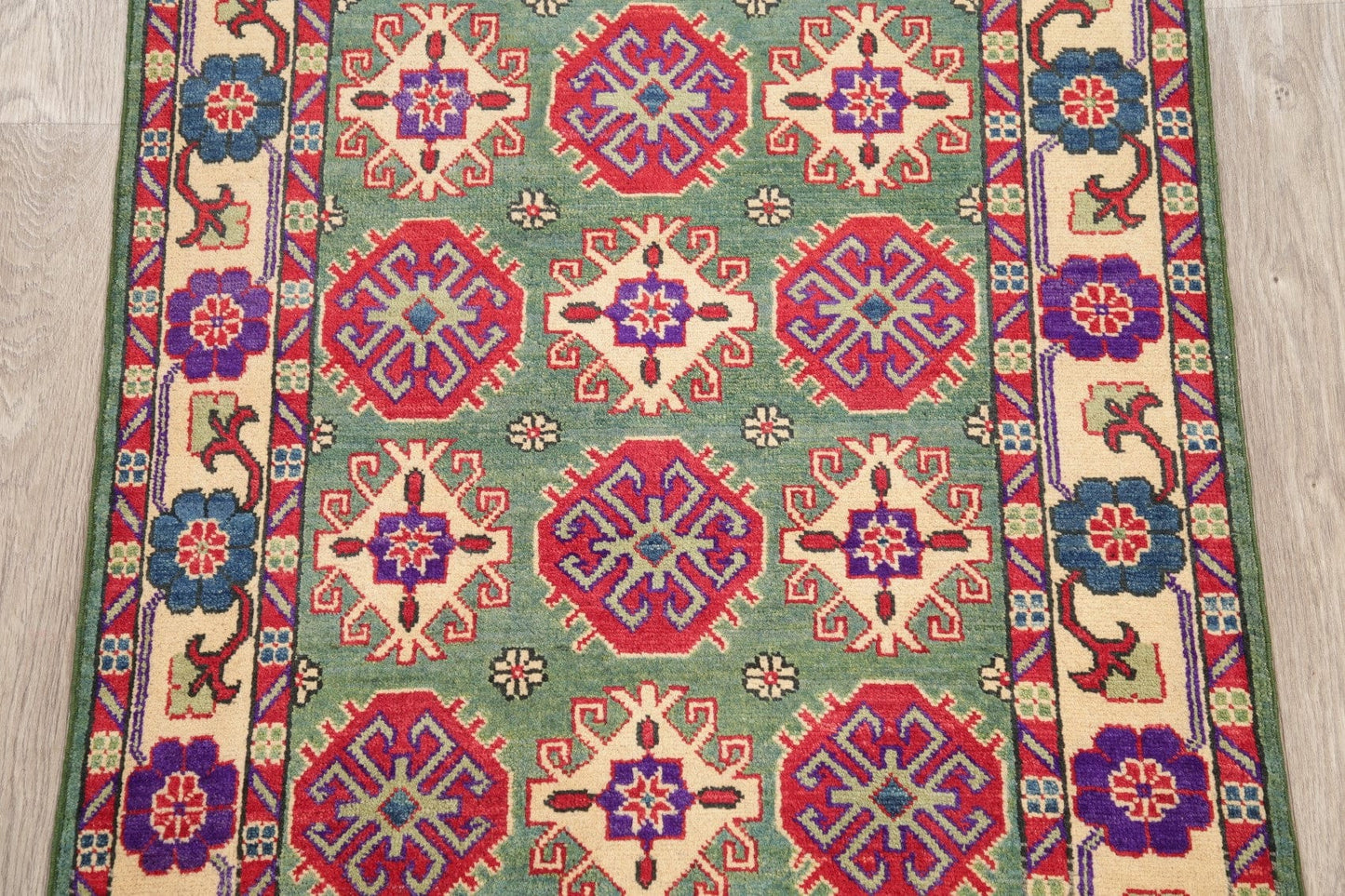 Green Super Kazak Pakistan Wool Rug 3x5