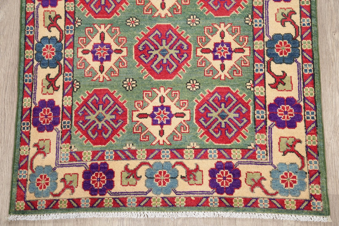 Green Super Kazak Pakistan Wool Rug 3x5