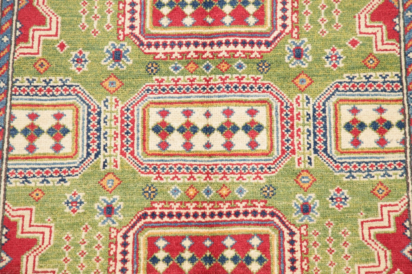 Vegetable Dye Green Kazak Pakistan Wool Rug 3x5