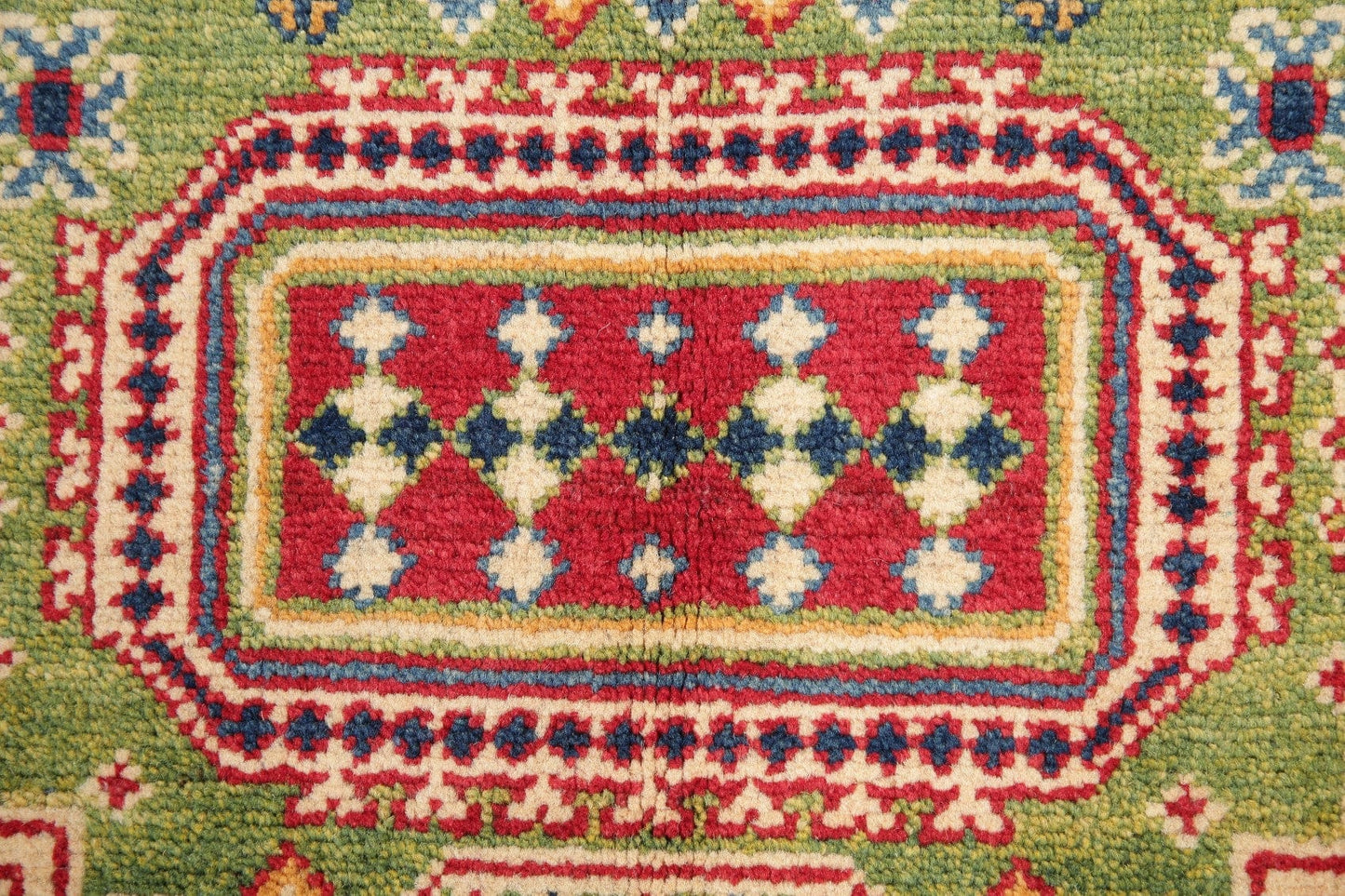 Vegetable Dye Green Kazak Pakistan Wool Rug 3x5