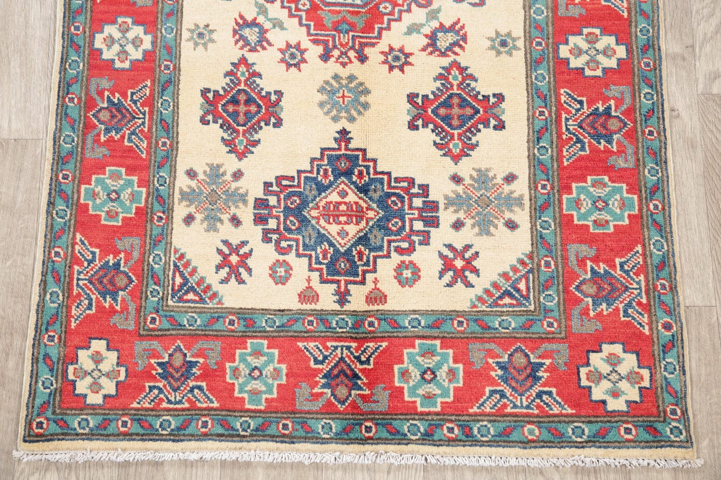 Ivory Kazak-Chechen Oriental Rug 3x5