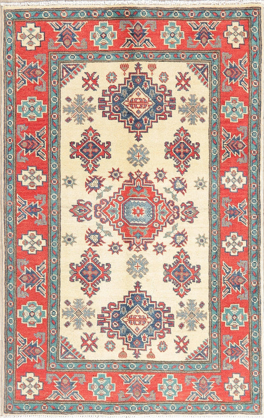 Ivory Kazak-Chechen Oriental Rug 3x5