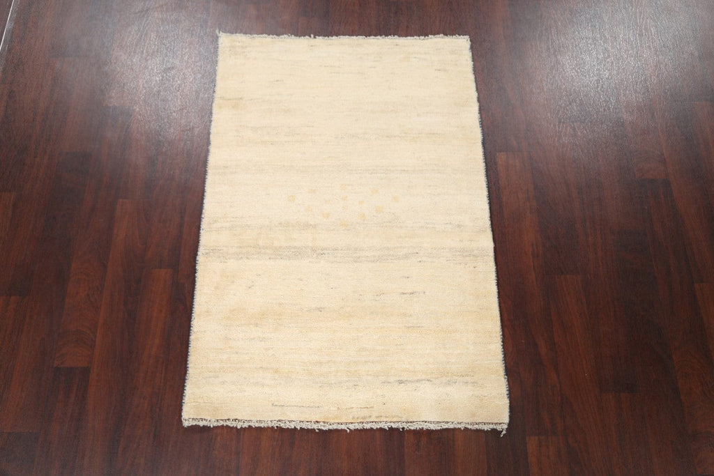 Solid Ivory Contemporary 3x5 Gabbeh Shiraz Persian Area Rug