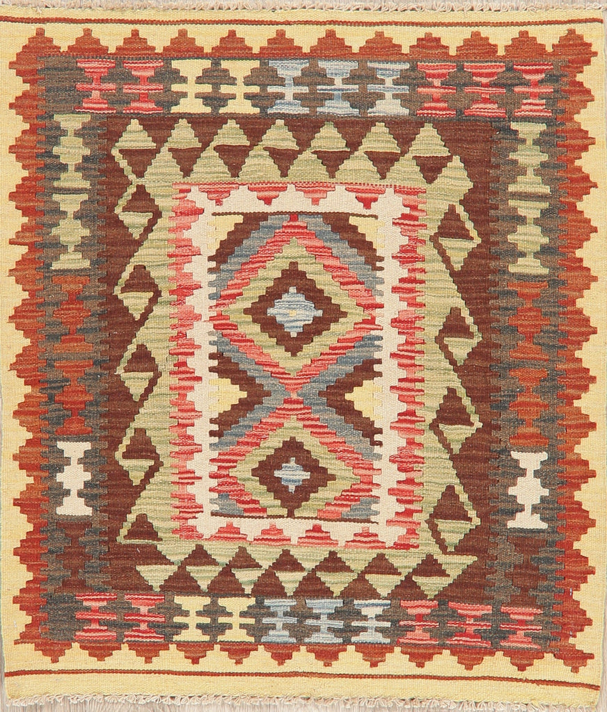 Multi-Color Kilim Turkish Oriental Wool Rug 3x4