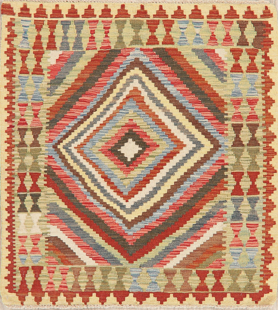 Geometric Turkish Kilim Area Rug 3x4