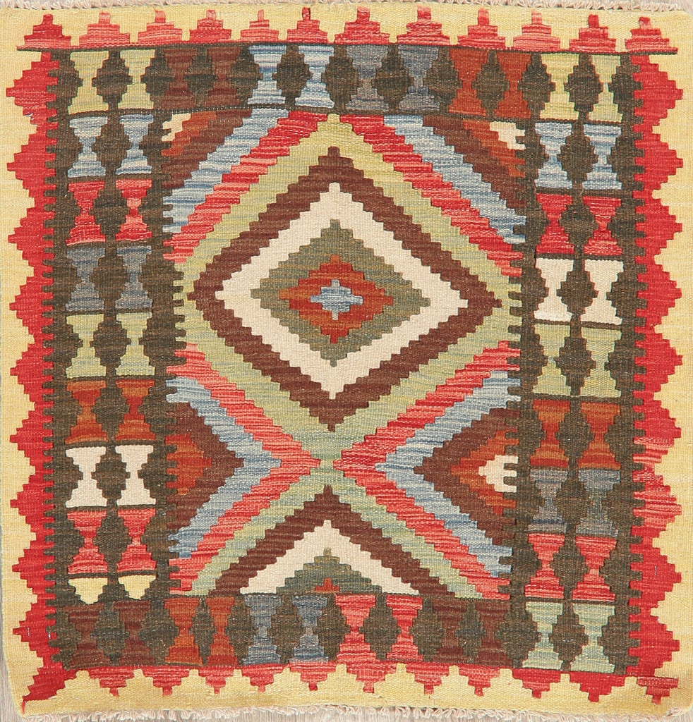 Multi-Color Kilim Turkish Oriental Wool Rug 3x3 Square