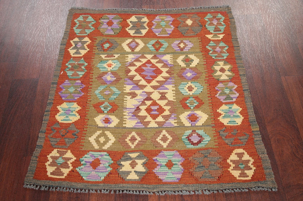 Kilim Turkish Oriental Wool Rug 3x3 Square