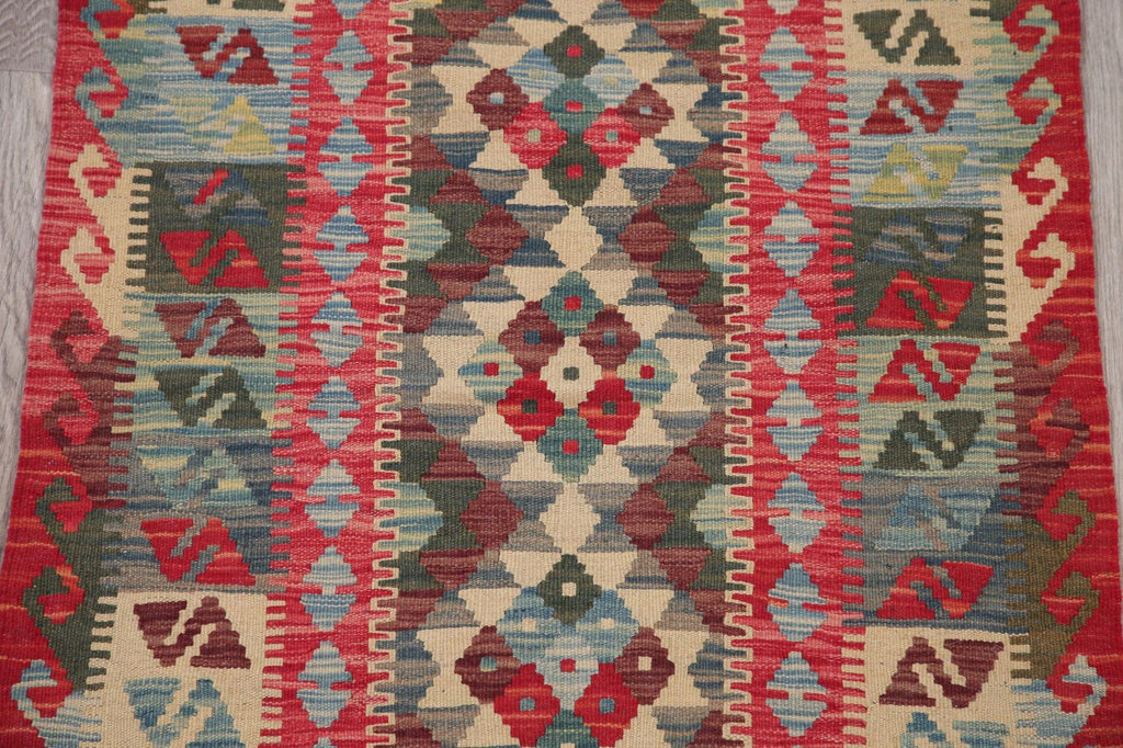 Multi-Color Geometric Turkish Kilim Rug Wool 3x4