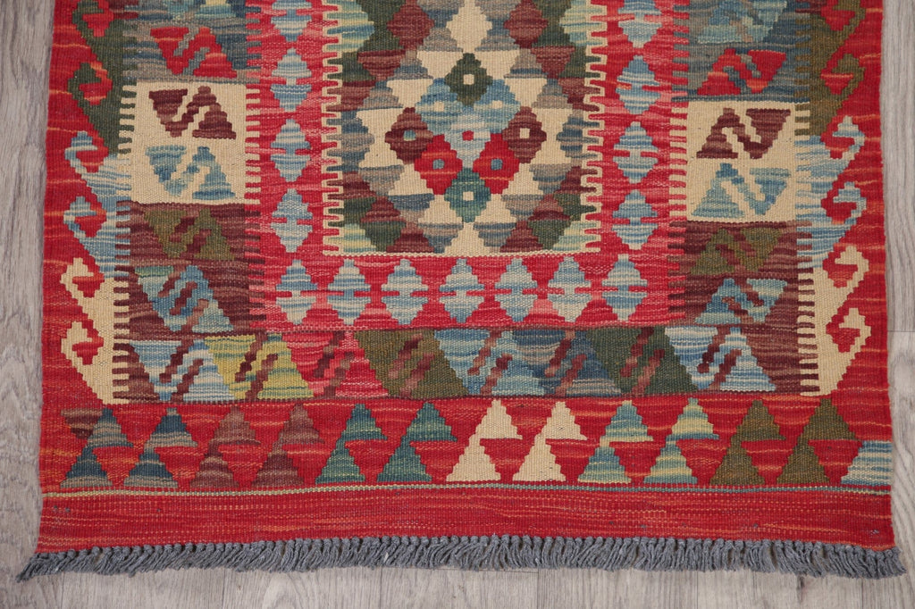 Multi-Color Geometric Turkish Kilim Rug Wool 3x4