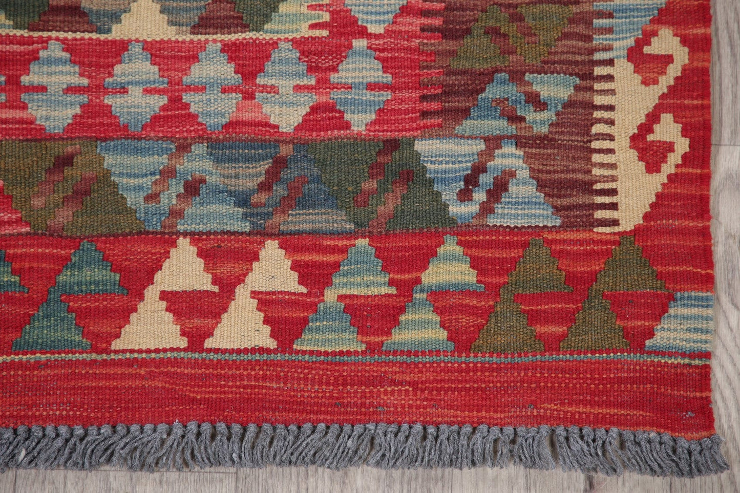 Multi-Color Geometric Turkish Kilim Rug Wool 3x4