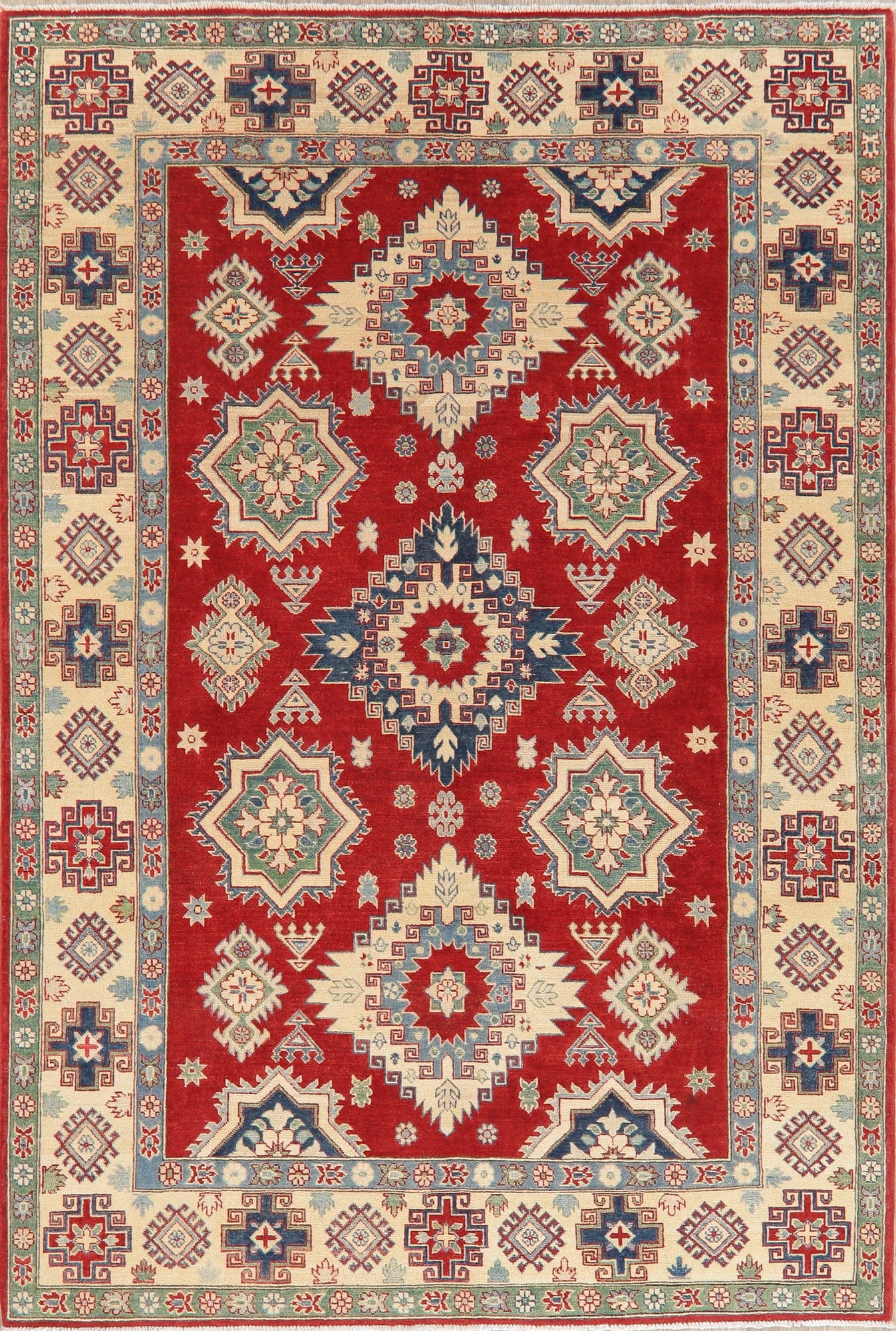 Red Super Kazak-Chechen Oriental Area Rug 7x10