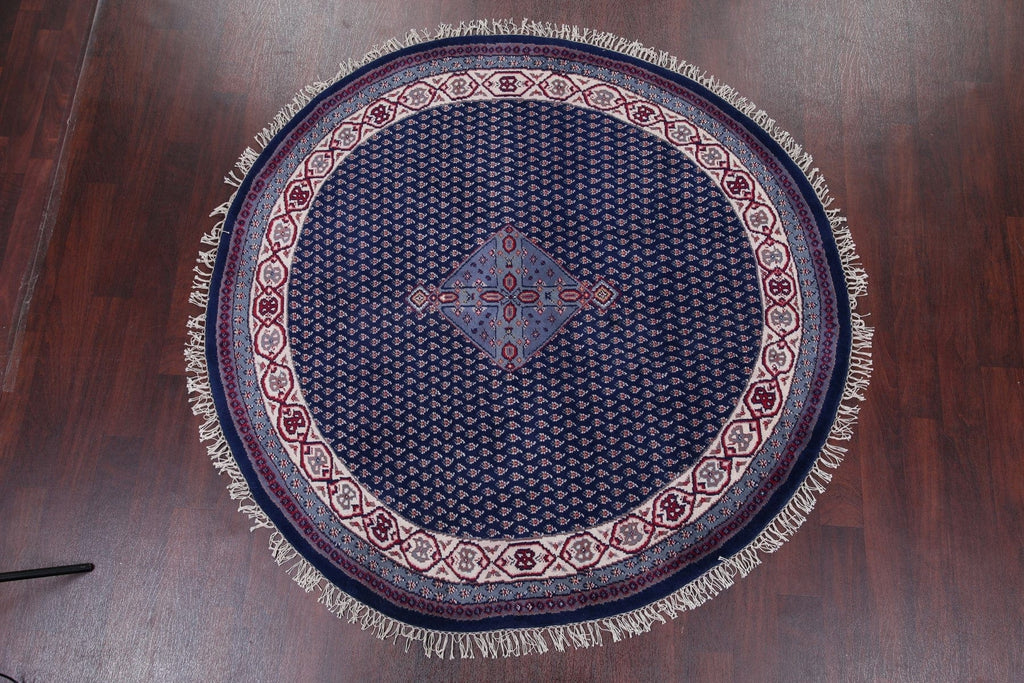 Indo Mir Navy Blue Oriental Round Rug 7x7