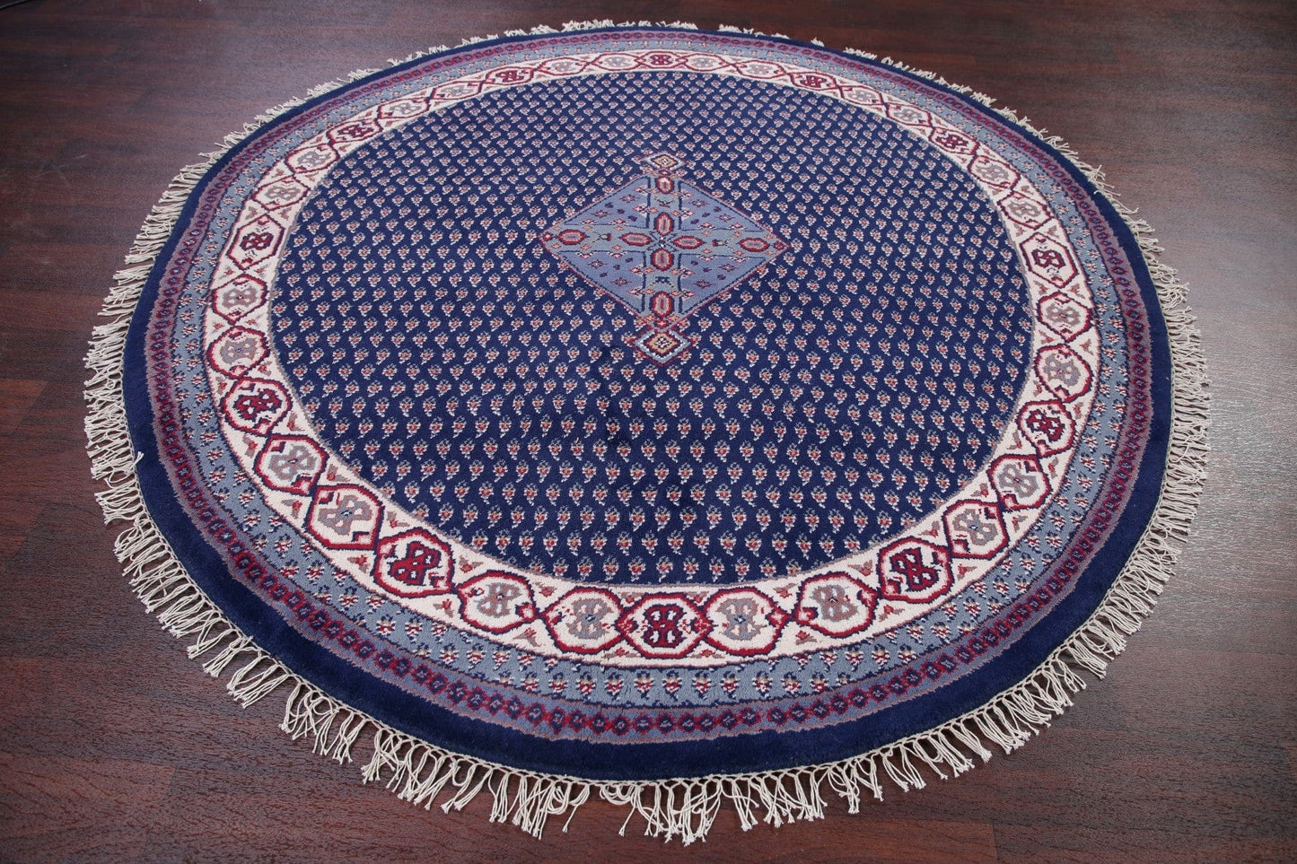 Indo Mir Navy Blue Oriental Round Rug 7x7