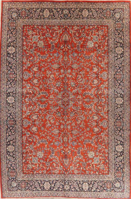 Vegetable Dye Floral Sarouk Persian Wool Rug 11x17