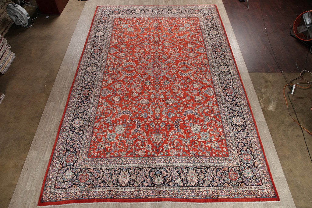 Vegetable Dye Floral Sarouk Persian Wool Rug 11x17