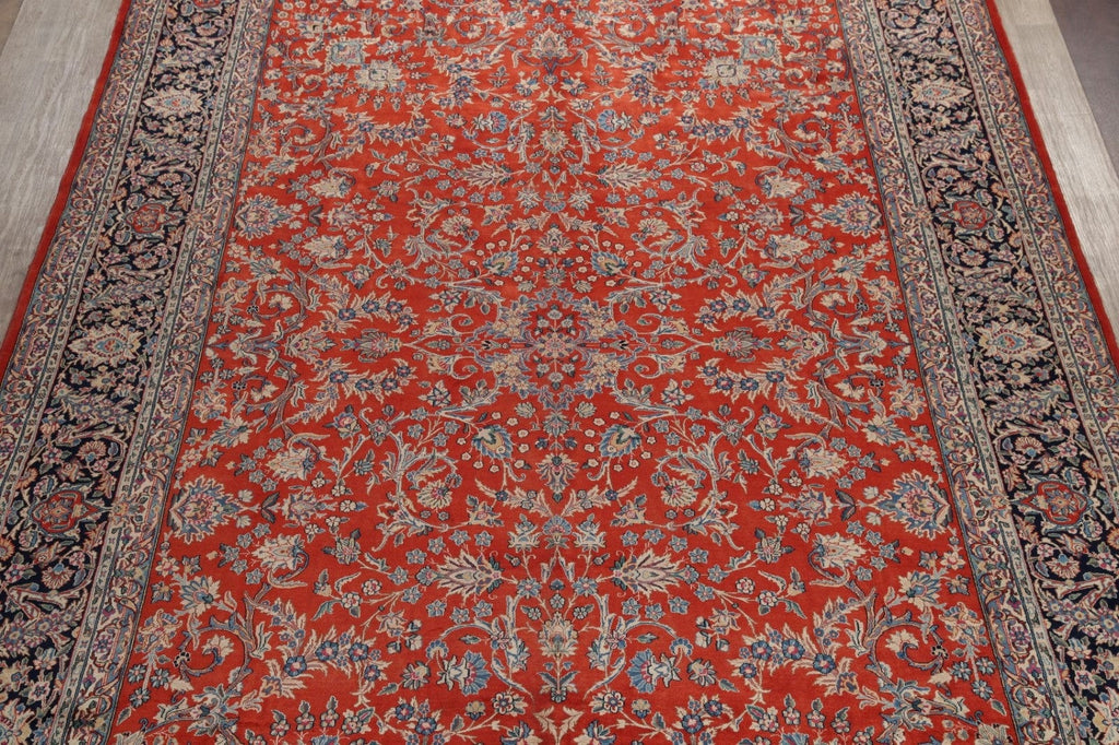 Vegetable Dye Floral Sarouk Persian Wool Rug 11x17