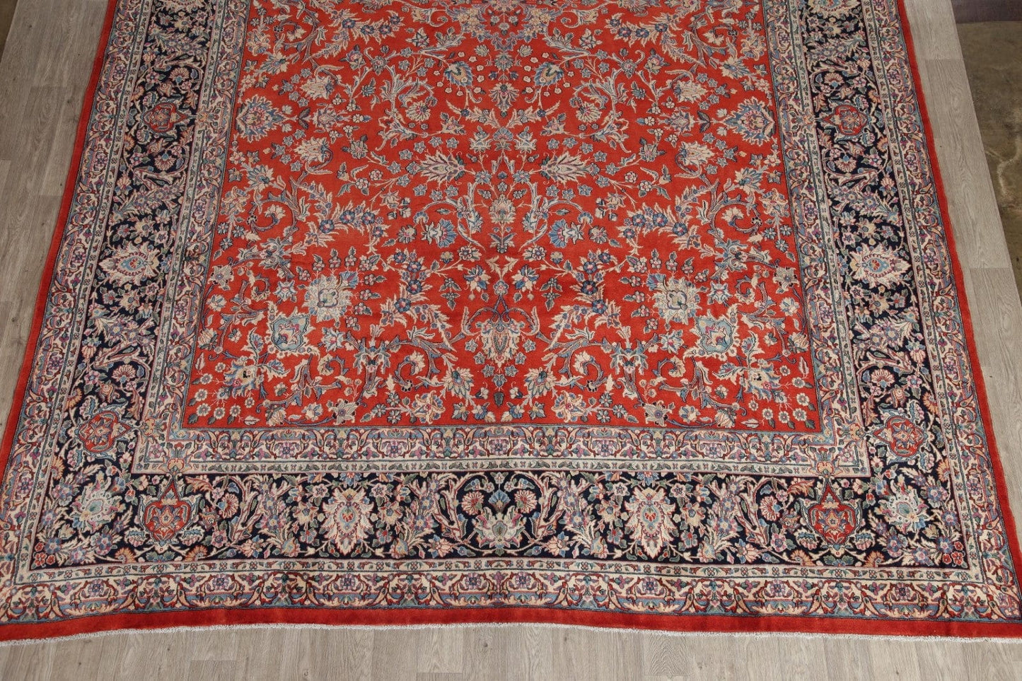 Vegetable Dye Floral Sarouk Persian Wool Rug 11x17