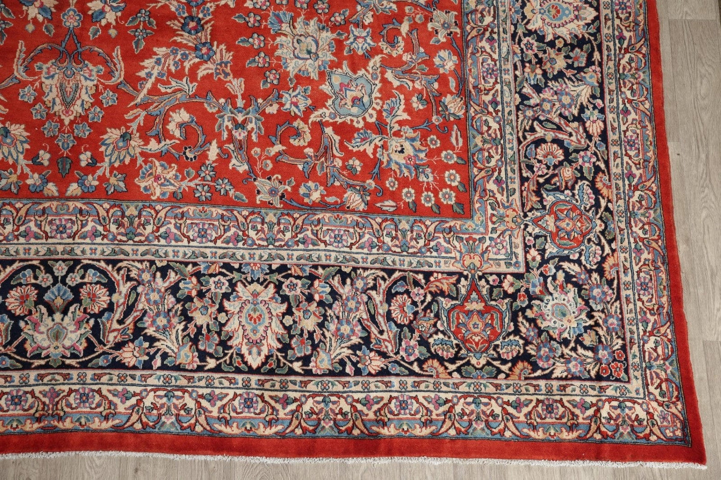 Vegetable Dye Floral Sarouk Persian Wool Rug 11x17