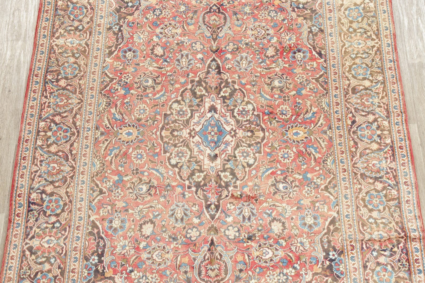 Mute Red Traditional Kashan Persian Wool Area Rug 6x10