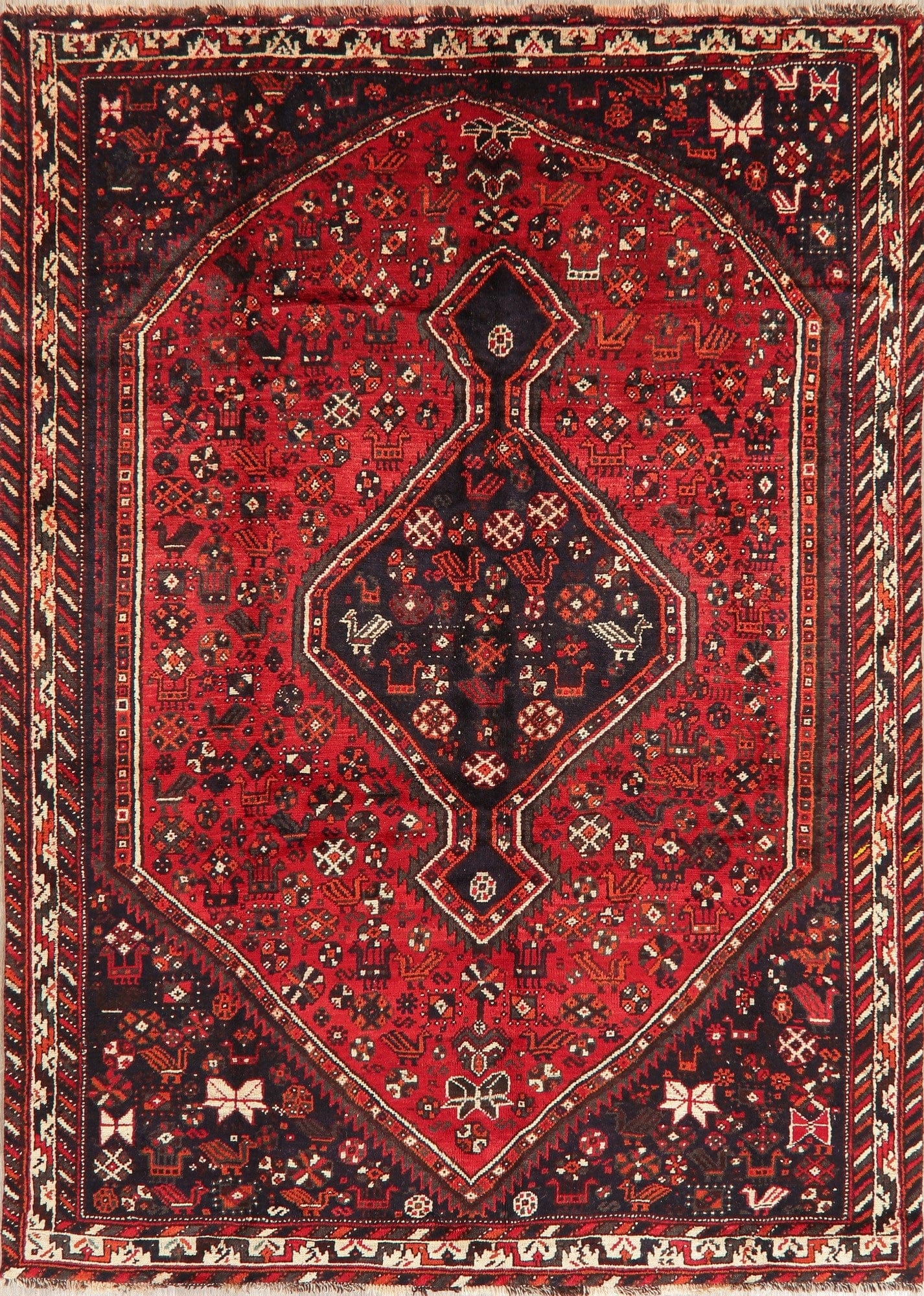 Tribal Red Shiraz Persian Wool Area Rug 7x10