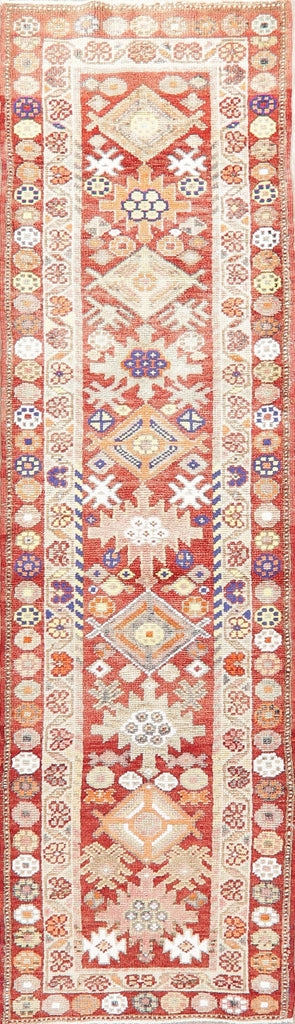 Vegetable Dye Oushak Turkish Oriental Wool Runner Rug 3x10