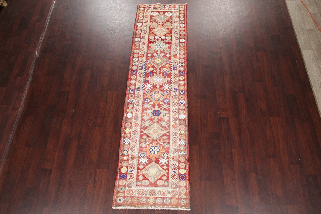 Vegetable Dye Oushak Turkish Oriental Wool Runner Rug 3x10