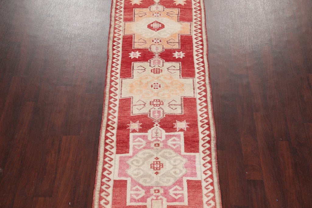 Vegetable Dye Oushak Turkish Oriental Wool Runner Rug 3x12