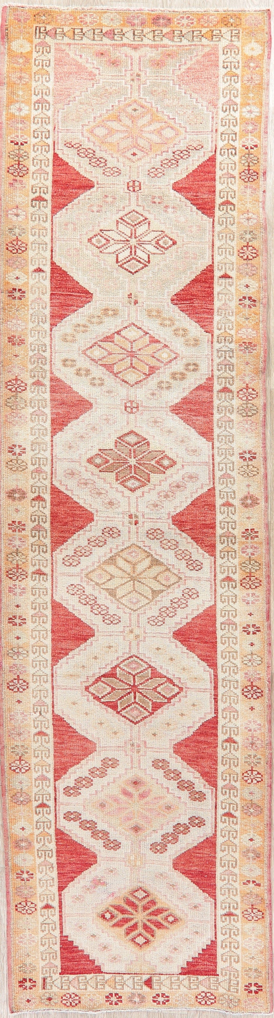 Vegetable Dye Oushak Turkish Oriental Wool Runner Rug 3x12