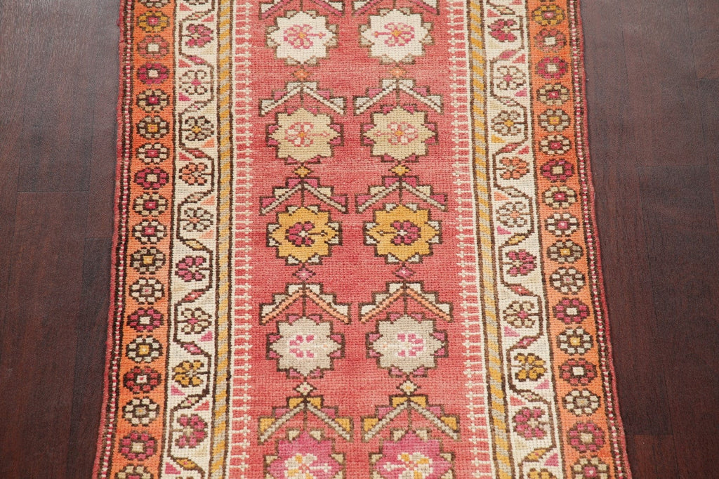 Vegetable Dye Oushak Turkish Oriental Wool Runner Rug 3x13