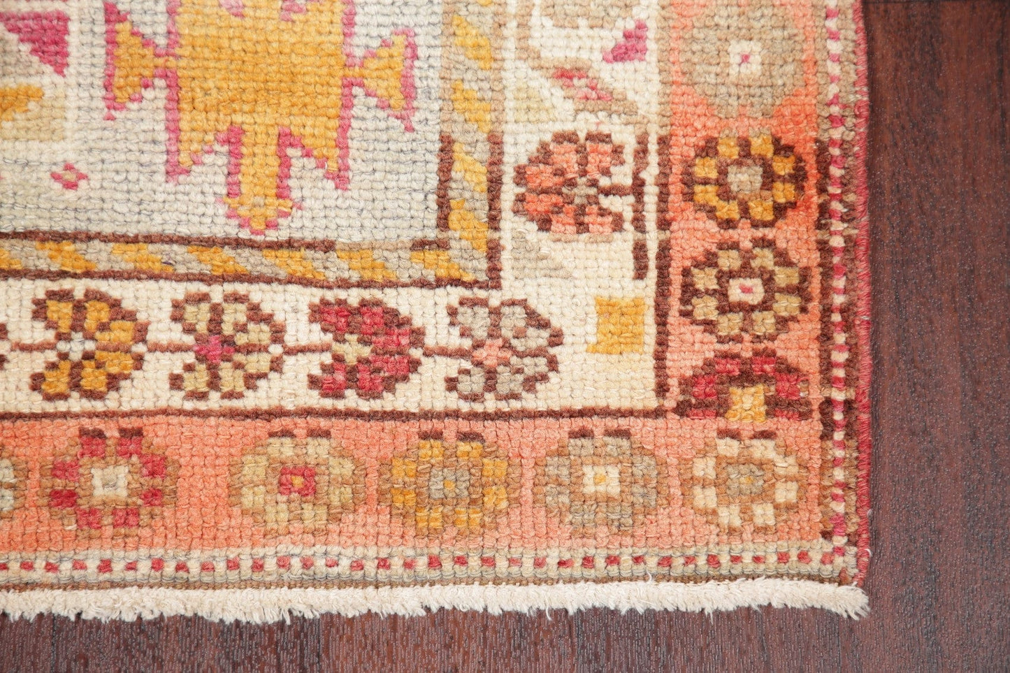 Vegetable Dye Oushak Turkish Oriental Wool Runner Rug 3x13