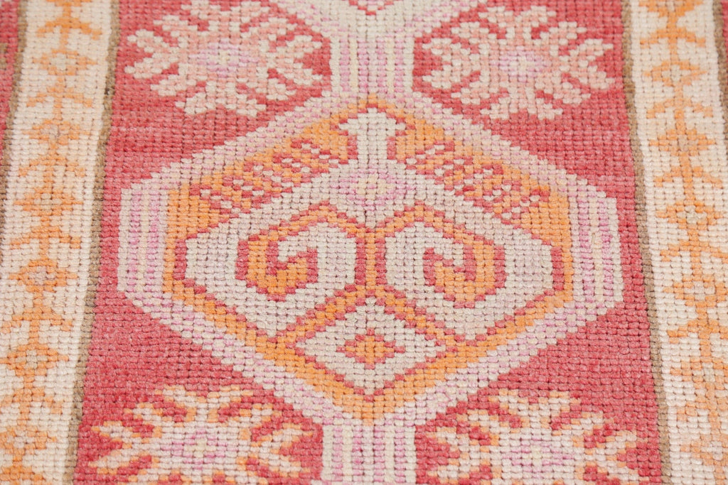 Geometric Oushak Turkish Wool Runner Rug 3x12