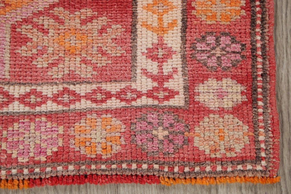 Geometric Oushak Turkish Wool Runner Rug 3x12