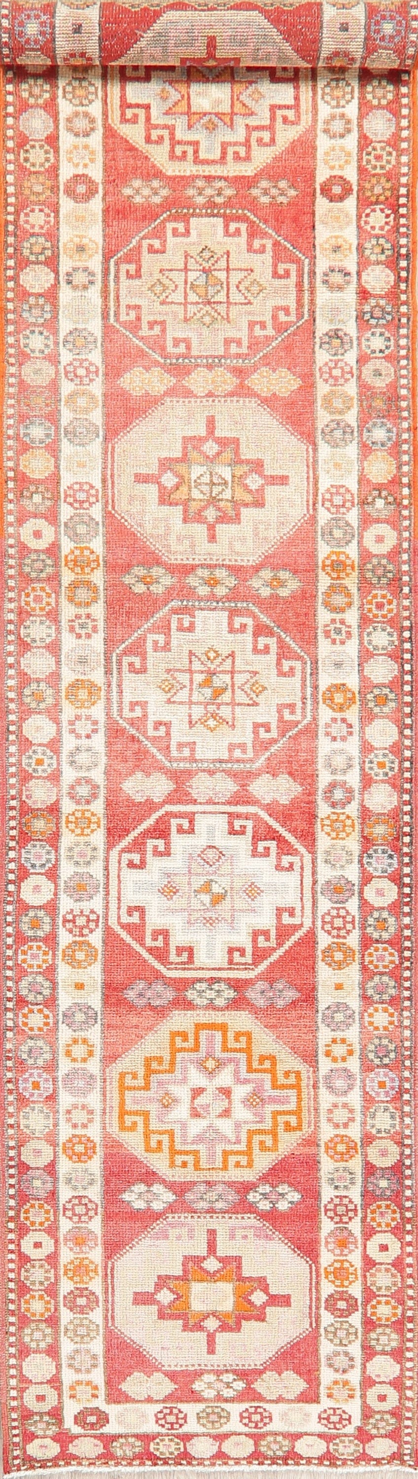 Vegetable Dye Oushak Turkish Oriental Runner Rugs 3x13