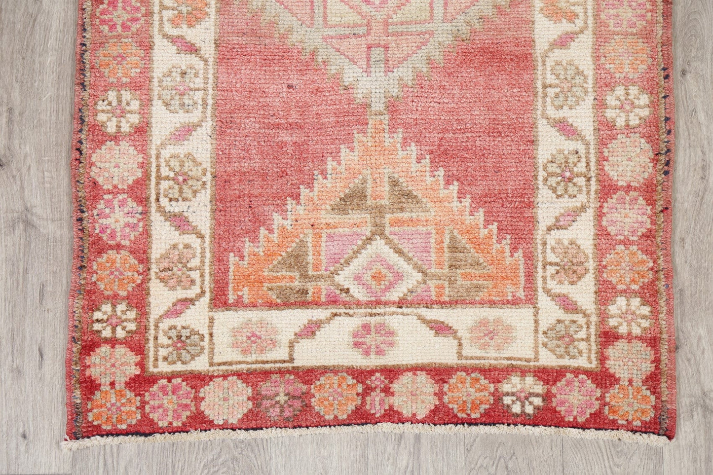 Vintage Red Oushak Turkish Wool Runner Rugs 3x13