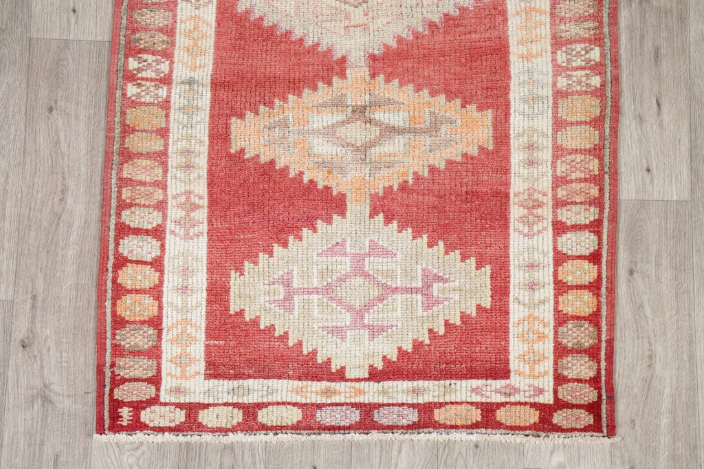 Geometric Oushak Turkish Wool Runner Rugs 3x12