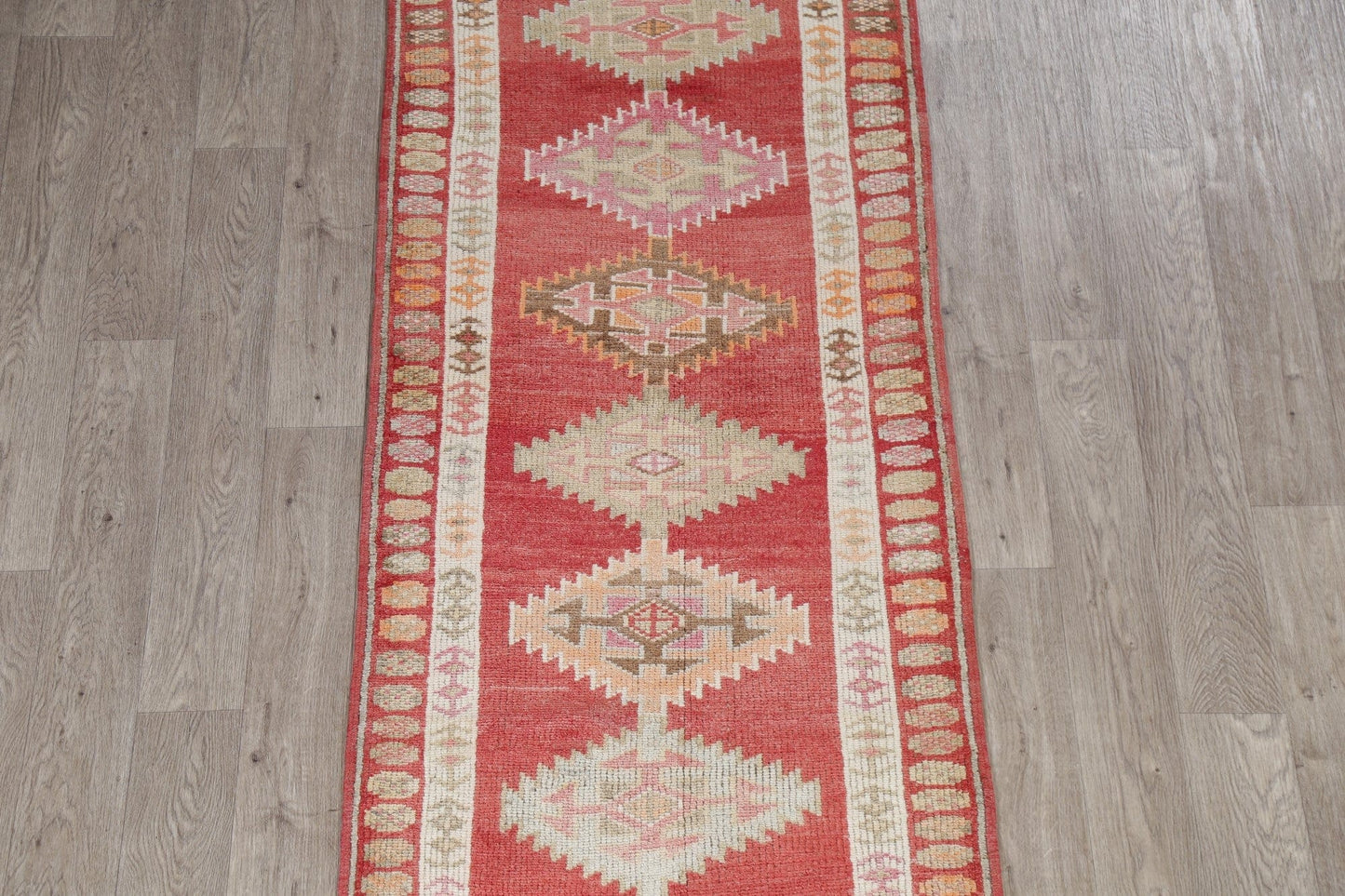 Geometric Oushak Turkish Wool Runner Rugs 3x12