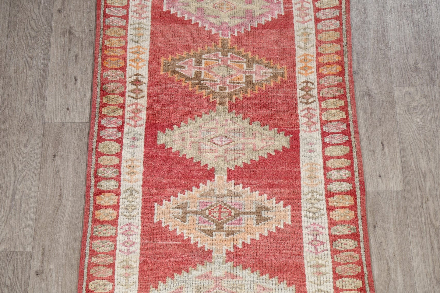 Geometric Oushak Turkish Wool Runner Rugs 3x12