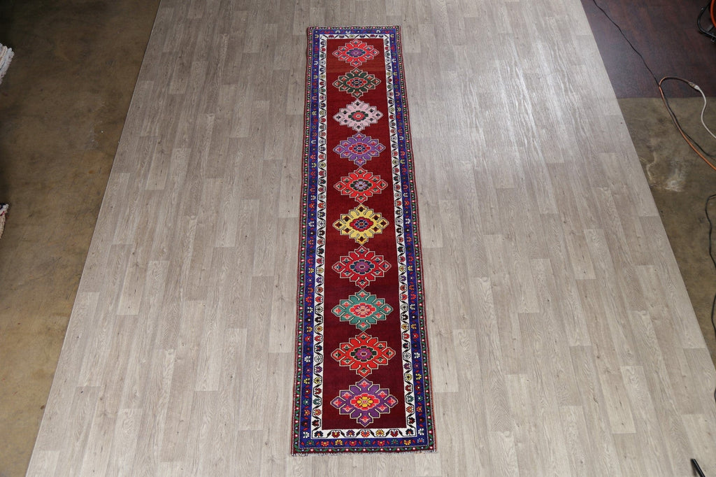 Geometric Oushak Turkish Wool Runner Rugs 3x12