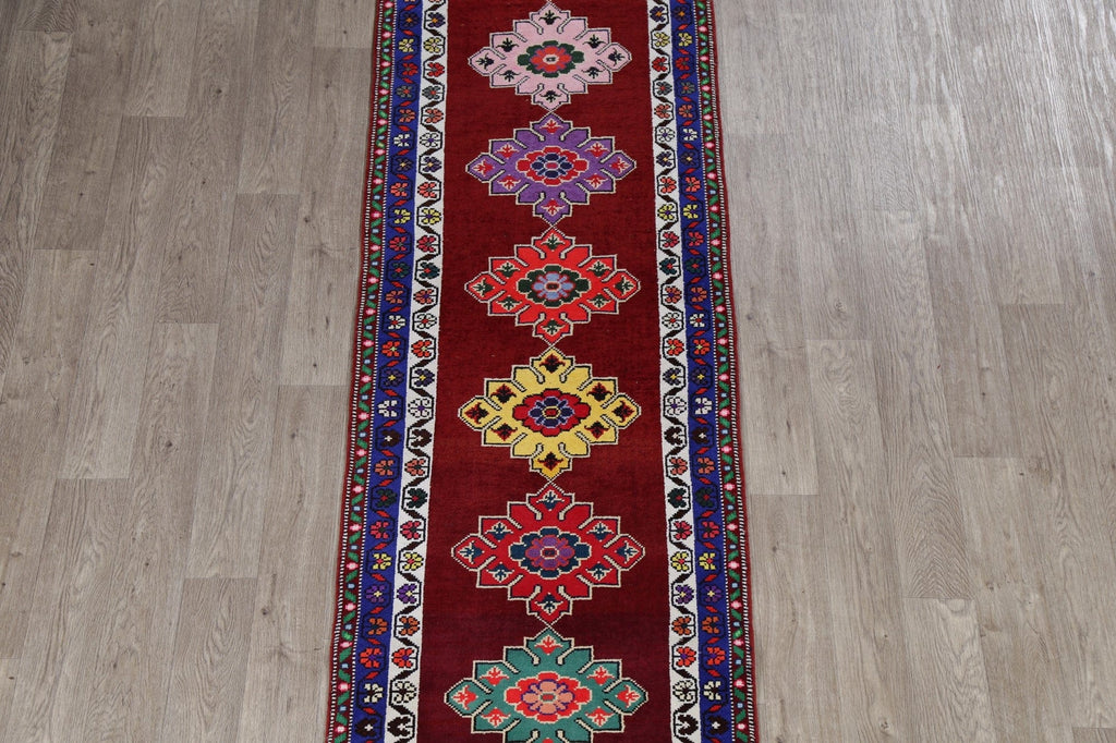 Geometric Oushak Turkish Wool Runner Rugs 3x12