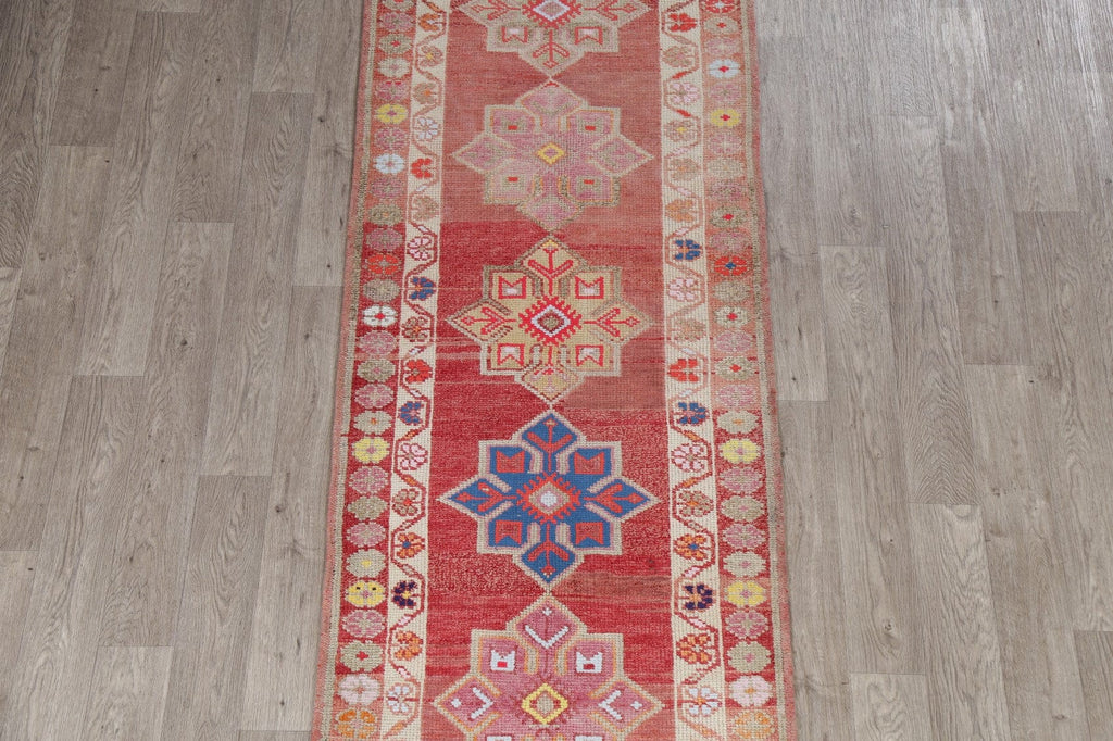 Vegetable Dye Oushak Turkish Wool Runner Rugs 3x11