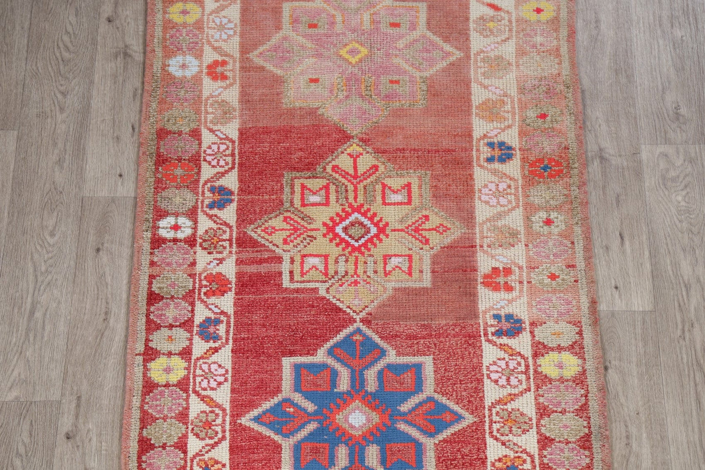 Vegetable Dye Oushak Turkish Wool Runner Rugs 3x11