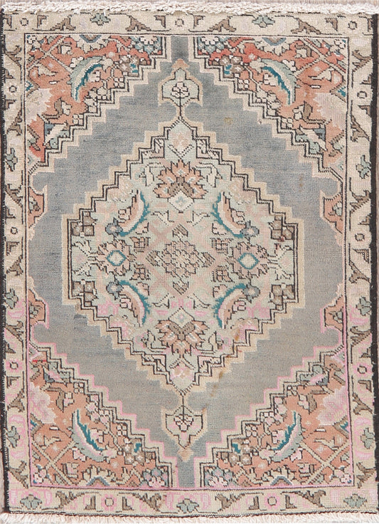 Geometric Grey Tabriz Persian Wool Rug 2x3
