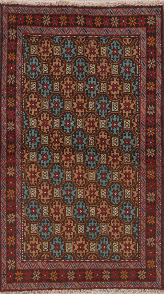 Geometric Balouch Persian Rug 3x6