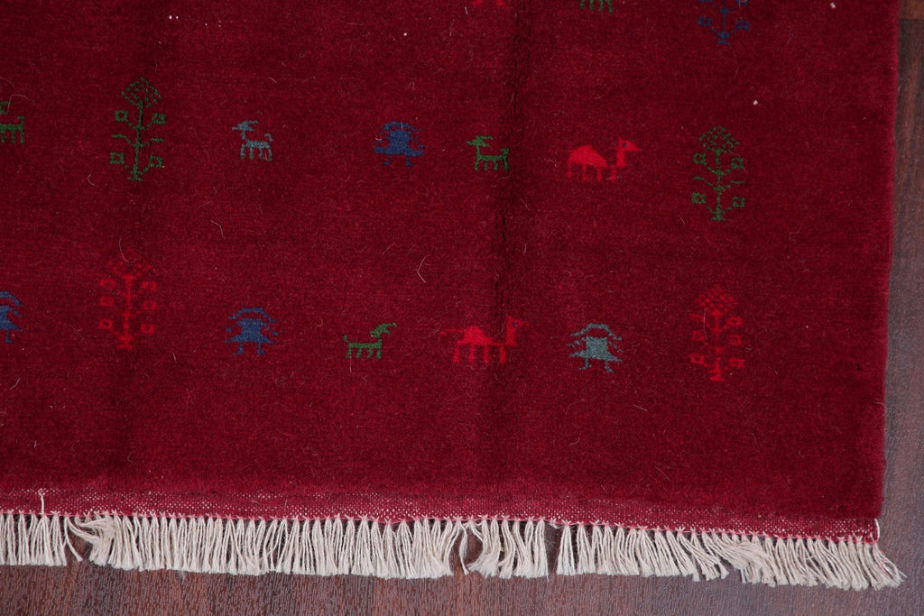 Tribal Red Gabbeh Shiraz Persian Wool Rug 4x7