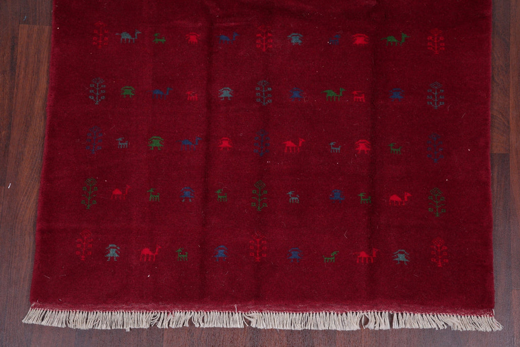 Tribal Red Gabbeh Shiraz Persian Wool Rug 4x7